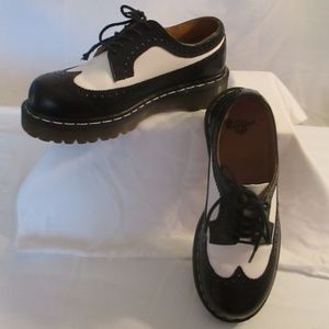 Dr. Marten Black and White Wingtip Shoe